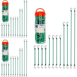 Relaxdays Bungee Cords with Hooks, Set of 36, Bike & Car Cargo Strap, Universal Elastic Band for Luggage, 4 Sizes, Green Relaxdays Bungee Cords with Hooks, Set of 36, Bike & Car Cargo Strap, Universal Elastic Band for Luggage, 4 Sizes, Green