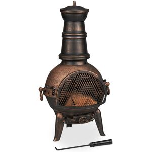 Relaxdays - Terrace Oven, Outdoor Stove, Chimenea, h x w x d: 86 x 46 x 38 cm, Cast-Iron, Bronze Colour Relaxdays - Terrace Oven, Outdoor Stove, Chimenea, h x w x d: 86 x 46 x 38 cm, Cast-Iron, Bronze Colour