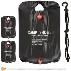RELAXDAYS 3x Camping Shower 20 l, Solar Camping Shower, For Hanging, Foldable, With Hand Shower, Portable Outdoor Shower, Black RELAXDAYS 3x Camping Shower 20 l, Solar Camping Shower, For Hanging, Foldable, With Hand Shower, Portable Outdoor Shower, Black