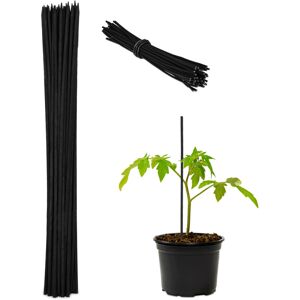 Relaxdays - Plant Support Sticks, Set of 300, Bamboo, HxD: 30 x 0.5 cm, Climbing Aid for Flowers, Binding Wire, Black Relaxdays - Plant Support Sticks, Set of 300, Bamboo, HxD: 30 x 0.5 cm, Climbing Aid for Flowers, Binding Wire, Black