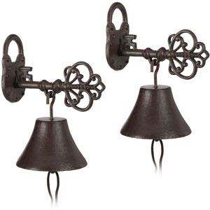 Set of 2 Relaxdays Cast Iron Door Bells, Key and Lock, Nostalgic Charm for Home and Garden, Country House, Rusty Brown Set of 2 Relaxdays Cast Iron Door Bells, Key and Lock, Nostalgic Charm for Home and Garden, Country House, Rusty Brown