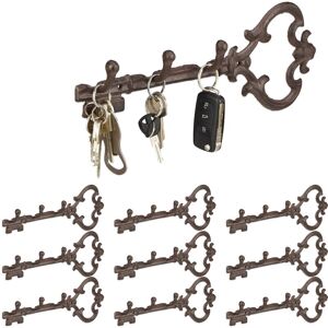 Relaxdays Set of 10 Cast Iron Key Racks, Key-Shaped, 3 Hooks, Antique Cottage-Style, 12.5 x 33 x 4.5 cm, Brown Relaxdays Set of 10 Cast Iron Key Racks, Key-Shaped, 3 Hooks, Antique Cottage-Style, 12.5 x 33 x 4.5 cm, Brown
