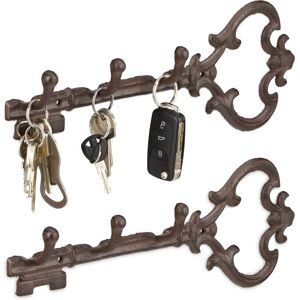 Relaxdays Set of 2 Cast Iron Key Racks, Key-Shaped, 3 Hooks, Antique Cottage-Style, 12.5 x 33 x 4.5 cm, Brown Relaxdays Set of 2 Cast Iron Key Racks, Key-Shaped, 3 Hooks, Antique Cottage-Style, 12.5 x 33 x 4.5 cm, Brown