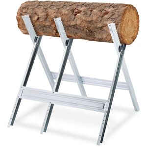 Relaxdays Sawhorse, Wood Sawing, 150 kg, Work Bench Chainsaws, Firewood, Sturdy Steel, HxWxD 81 x 75.5 x 81 cm, Silver Relaxdays Sawhorse, Wood Sawing, 150 kg, Work Bench Chainsaws, Firewood, Sturdy Steel, HxWxD 81 x 75.5 x 81 cm, Silver