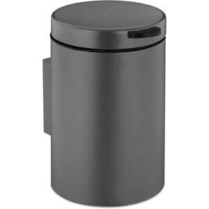 Relaxdays Wall Mounted Bathroom Bin, 3 Litres, Drop-down Mechanism, Removable Inner Bucket, Cosmetic Waste Can, Grey Relaxdays Wall Mounted Bathroom Bin, 3 Litres, Drop-down Mechanism, Removable Inner Bucket, Cosmetic Waste Can, Grey
