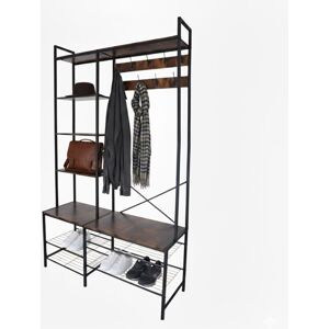Relaxdays coat rack, 4 shoe shelves, 9 double hooks, 5 hat racks, HWD 190 x 120 x 40 cm, black/brown Relaxdays coat rack, 4 shoe shelves, 9 double hooks, 5 hat racks, HWD 190 x 120 x 40 cm, black/brown