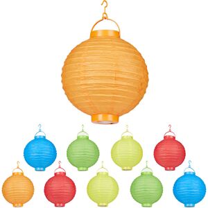 Relaxdays Colourful LED Lampions, 10-Piece Set, Battery-Powered, Indoor & Outdoor, Hangable, Paper Lantern, Ø 20 cm, Colourful Relaxdays Colourful LED Lampions, 10-Piece Set, Battery-Powered, Indoor & Outdoor, Hangable, Paper Lantern, Ø 20 cm, Colourful
