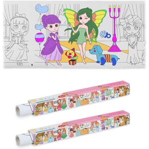 Relaxdays - Colouring Paper Roll for Kids, Set of 2, 3 m, Self-Adhesive, Princess, Drawing Sheet, Table Cover, White Relaxdays - Colouring Paper Roll for Kids, Set of 2, 3 m, Self-Adhesive, Princess, Drawing Sheet, Table Cover, White