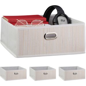 Relaxdays Set of 4 Bamboo Storage Baskets, Bathroom & Bedroom Organiser, Square, HxWxD 14 x 31 x 31 cm, Folding, White Relaxdays Set of 4 Bamboo Storage Baskets, Bathroom & Bedroom Organiser, Square, HxWxD 14 x 31 x 31 cm, Folding, White