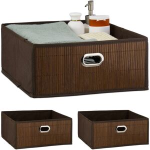 Relaxdays Set of 3 Bamboo Storage Baskets, Bathroom & Bedroom Organiser, Square, HxWxD 14 x 31 x 31 cm, Folding, Brown Relaxdays Set of 3 Bamboo Storage Baskets, Bathroom & Bedroom Organiser, Square, HxWxD 14 x 31 x 31 cm, Folding, Brown