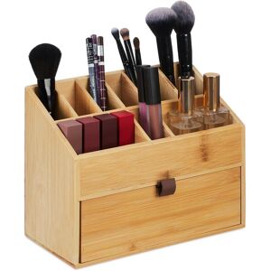Relaxdays Cosmetic Organiser, Make up Holder with Drawer, Brush Storage, Bamboo, HxWxD: 19 x 25.5 x 12.5 cm, Natural Relaxdays Cosmetic Organiser, Make up Holder with Drawer, Brush Storage, Bamboo, HxWxD: 19 x 25.5 x 12.5 cm, Natural