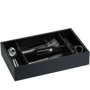 Cutlery Tray, 4 Compartments with Handle, Drawer Organiser, 7 x 37 x 23 cm, Kitchen Utensils Storage, Black - Relaxdays Cutlery Tray, 4 Compartments with Handle, Drawer Organiser, 7 x 37 x 23 cm, Kitchen Utensils Storage, Black - Relaxdays