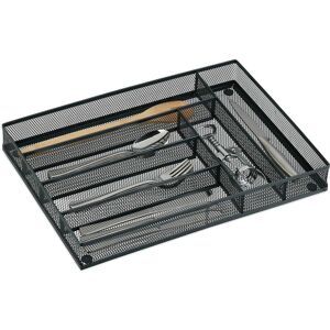 Relaxdays Cutlery Tray, 5 x 28.5 x 40.5 cm, 6 Compartments, Organiser, Divider, Kitchen Drawer Insert, Metal, Anthracite Relaxdays Cutlery Tray, 5 x 28.5 x 40.5 cm, 6 Compartments, Organiser, Divider, Kitchen Drawer Insert, Metal, Anthracite