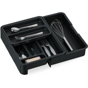 Relaxdays Cutlery Tray, Extendable, 7 Compartments, 6.5 x 23.5-40 x 31.5 cm, Kitchen Drawer Insert, Plastic, Black Relaxdays Cutlery Tray, Extendable, 7 Compartments, 6.5 x 23.5-40 x 31.5 cm, Kitchen Drawer Insert, Plastic, Black