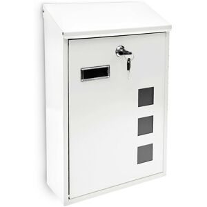 Relaxdays Design Mailbox / Letterbox Metal 4 Colours 3 Viewing Windows 25x40 cm Post Mail Secure, White Relaxdays Design Mailbox / Letterbox Metal 4 Colours 3 Viewing Windows 25x40 cm Post Mail Secure, White