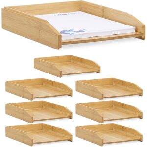 Relaxdays Set of 8 Document Filing Trays, Stackable, DIN A4 Letter Rack, Office, Desk, Bamboo, 6 x 25 x 33 cm, Natural Relaxdays Set of 8 Document Filing Trays, Stackable, DIN A4 Letter Rack, Office, Desk, Bamboo, 6 x 25 x 33 cm, Natural