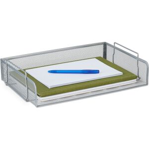 Relaxdays Document Tray, Stackable Letter File, Horizontal A4 Tray, Mesh, H x W x D: 8.5 x 36 x 25 cm, Metal, Silver Relaxdays Document Tray, Stackable Letter File, Horizontal A4 Tray, Mesh, H x W x D: 8.5 x 36 x 25 cm, Metal, Silver