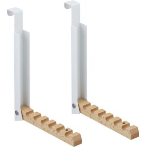 Relaxdays - Folding Hook, Set of 2, for Hanging on Doors, 6 Coat Hangers, Metal & Wood, for 2 cm Door Thickness, White Relaxdays - Folding Hook, Set of 2, for Hanging on Doors, 6 Coat Hangers, Metal & Wood, for 2 cm Door Thickness, White