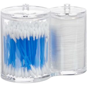 Relaxdays Double Swab Storage Container & Cotton Pad Holder, Lidded, Easy-Care, Acrylic Organiser, Clear Relaxdays Double Swab Storage Container & Cotton Pad Holder, Lidded, Easy-Care, Acrylic Organiser, Clear