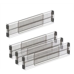 Drawer Divider, 8-Piece Set, Adjustable Length from 28 to 53.5 cm, Kitchen Storage, Organiser, Plastic, Clear - Relaxdays Drawer Divider, 8-Piece Set, Adjustable Length from 28 to 53.5 cm, Kitchen Storage, Organiser, Plastic, Clear - Relaxdays