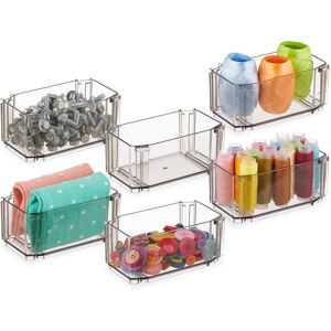 Drawer Organiser System, 6-Piece, Storage for Underwear, Socks, Make-up, Plastic, 5.5 x 12 x 7 cm, Transparent - Relaxdays Drawer Organiser System, 6-Piece, Storage for Underwear, Socks, Make-up, Plastic, 5.5 x 12 x 7 cm, Transparent - Relaxdays