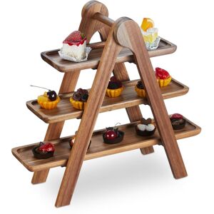Etagere, 3 Tier, Acacia Wood, Foldable Frame, Snack Display, hwd: 38 x 41 x 15 cm, Rustic Serving Stand, Brown - Relaxdays Etagere, 3 Tier, Acacia Wood, Foldable Frame, Snack Display, hwd: 38 x 41 x 15 cm, Rustic Serving Stand, Brown - Relaxdays