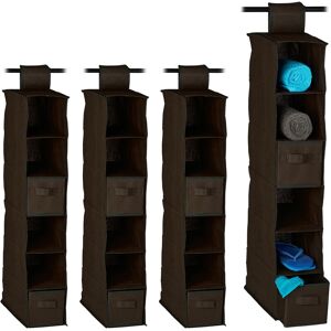 Set of 4 Relaxdays Fabric Hanging Shelves, 6 Compartments with 2 Drawers, Foldable, Size: 82 x 14.5 x 30 cm, Brown Set of 4 Relaxdays Fabric Hanging Shelves, 6 Compartments with 2 Drawers, Foldable, Size: 82 x 14.5 x 30 cm, Brown