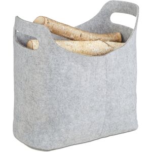 Relaxdays - Set of 3 Felt Firewood Baskets, HxWxD: 39.5 x 40 x 23 cm, 2 Handles, Foldable, Newspaper Holder, Grey Relaxdays - Set of 3 Felt Firewood Baskets, HxWxD: 39.5 x 40 x 23 cm, 2 Handles, Foldable, Newspaper Holder, Grey