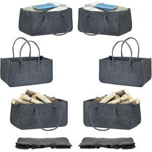 Set of 8 Relaxdays Felt Firewood Basket, Portable Magazine Holder, Wood Bin H x W x D: 25 x 25 x 50 cm, Anthracite Set of 8 Relaxdays Felt Firewood Basket, Portable Magazine Holder, Wood Bin H x W x D: 25 x 25 x 50 cm, Anthracite