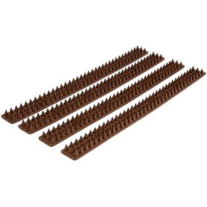 Relaxdays - Bird Spikes, for Fences, Walls & Railings, Anti Pigeon, 1.7 x 4.2 x 196 cm, 4 Panels, 3 Rows, Plastic, Brown Relaxdays - Bird Spikes, for Fences, Walls & Railings, Anti Pigeon, 1.7 x 4.2 x 196 cm, 4 Panels, 3 Rows, Plastic, Brown