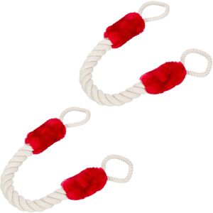 Relaxdays - Rope Door Stoppers, Set of 4, 60 cm Long, Handle Blocker, Protection for Kids & Pets, Maritime, Cream/Red Relaxdays - Rope Door Stoppers, Set of 4, 60 cm Long, Handle Blocker, Protection for Kids & Pets, Maritime, Cream/Red