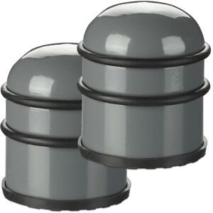 Relaxdays 2x Door Stoppers, also for Windows, Stainless Steel & Rubber, High & Round, Indoor, HxØ: 8.5 x 7 cm, Dark Grey Relaxdays 2x Door Stoppers, also for Windows, Stainless Steel & Rubber, High & Round, Indoor, HxØ: 8.5 x 7 cm, Dark Grey