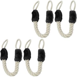 Relaxdays 4x Rope Door Stoppers, Sets of 2, 60 cm Long, Handle Blocker, Protection for Kids & Pets, Beige/Black Relaxdays 4x Rope Door Stoppers, Sets of 2, 60 cm Long, Handle Blocker, Protection for Kids & Pets, Beige/Black