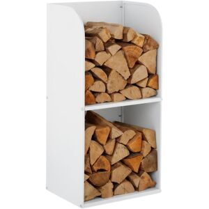 Relaxdays firewood holder, HxWxD: 80x40x30 cm, 2 compartments, wood storage for logs, stacked wood, iron, white Relaxdays firewood holder, HxWxD: 80x40x30 cm, 2 compartments, wood storage for logs, stacked wood, iron, white