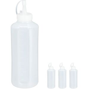 Relaxdays - Squeeze Bottle, 8x Set, 1000ml Capacity, for Sauces, Refillable, for Ketchup, Mayo & Mustard, Plastic, Clear Relaxdays - Squeeze Bottle, 8x Set, 1000ml Capacity, for Sauces, Refillable, for Ketchup, Mayo & Mustard, Plastic, Clear