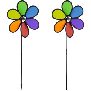 Relaxdays - flower windmill, set of 2, decorative garden pinwheel, wind spinner for adults & children, multicoloured Relaxdays - flower windmill, set of 2, decorative garden pinwheel, wind spinner for adults & children, multicoloured