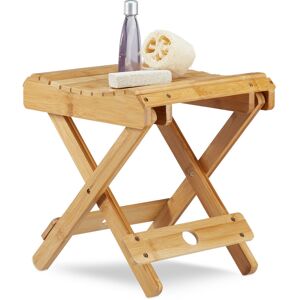 Relaxdays - Foldable Bamboo Bathroom Chair, Moisture-Resistant, Footrest h x w x d 31.5x27.5x28.5 cm, Natural Relaxdays - Foldable Bamboo Bathroom Chair, Moisture-Resistant, Footrest h x w x d 31.5x27.5x28.5 cm, Natural