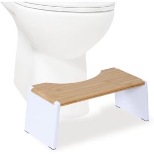 Relaxdays foldable toilet footstool, adults, bamboo, non-slip, HxWxD 19x43.5x20 cm, natural/white Relaxdays foldable toilet footstool, adults, bamboo, non-slip, HxWxD 19x43.5x20 cm, natural/white