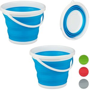 Relaxdays Set of 2 Folding Buckets, 10L Mopping Bin, Collapsible for Car, Camping and Festivals, Blue Relaxdays Set of 2 Folding Buckets, 10L Mopping Bin, Collapsible for Car, Camping and Festivals, Blue