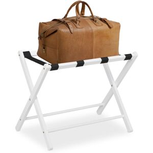 Relaxdays Wooden Luggage Rack, Foldable Suitcase Storage Stand, for Hotels & Travelling, HxWxD: 54.5 x 66 x 44 cm, White Relaxdays Wooden Luggage Rack, Foldable Suitcase Storage Stand, for Hotels & Travelling, HxWxD: 54.5 x 66 x 44 cm, White