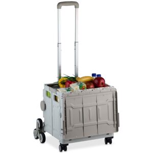 Relaxdays - Shopping Trolley, Stair Climbing, Foldable, Up to 50kg, Telescopic Handle, Shopping Transport Cart, White/Grey Relaxdays - Shopping Trolley, Stair Climbing, Foldable, Up to 50kg, Telescopic Handle, Shopping Transport Cart, White/Grey