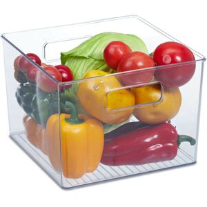 Fridge Container for Groceries, Food Storage, Easy-care, Handles, Plastic, hwd: 15.5 x 21 x 21 cm, Transparent - Relaxdays Fridge Container for Groceries, Food Storage, Easy-care, Handles, Plastic, hwd: 15.5 x 21 x 21 cm, Transparent - Relaxdays
