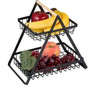 Relaxdays - Fruit Basket Etagere 2-Tier, Removable Metal Bowls, Modern, for Bread and Vegetables, 28 x 29 x 18.5 cm, Black Relaxdays - Fruit Basket Etagere 2-Tier, Removable Metal Bowls, Modern, for Bread and Vegetables, 28 x 29 x 18.5 cm, Black
