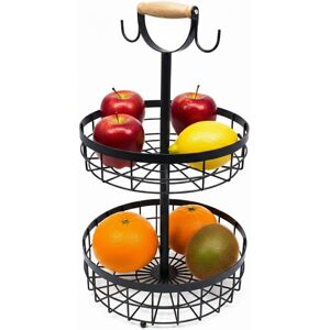 Relaxdays 2-Tier Fruit Basket Etagere, Stylish Metal Bowl for Fruit and Vegetables, Kitchen Storage, Metal, Black Relaxdays 2-Tier Fruit Basket Etagere, Stylish Metal Bowl for Fruit and Vegetables, Kitchen Storage, Metal, Black