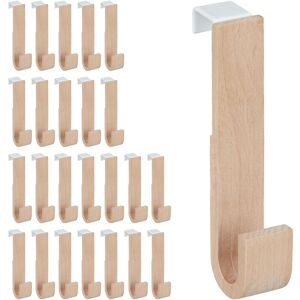 Relaxdays Set of 25 Door Hooks, Wood & Iron, for Jackets, Towels, Hallway Coat Hook, HWD: 13 x 2.5 x 6 cm, White/Natural Relaxdays Set of 25 Door Hooks, Wood & Iron, for Jackets, Towels, Hallway Coat Hook, HWD: 13 x 2.5 x 6 cm, White/Natural