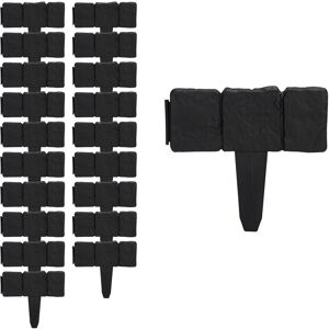 Relaxdays Garden Edging, 20 Piece Set, Flowerbed Lawn Border, Stone Effect, HxW: 10x25 cm, Push-In, Black Relaxdays Garden Edging, 20 Piece Set, Flowerbed Lawn Border, Stone Effect, HxW: 10x25 cm, Push-In, Black
