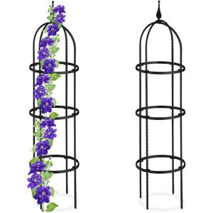 Relaxdays - Garden Obelisk, Set of 2, 100 cm Tall, Support for Climbing Plants, Free-Standing, Metal, Rose Cage, Black Relaxdays - Garden Obelisk, Set of 2, 100 cm Tall, Support for Climbing Plants, Free-Standing, Metal, Rose Cage, Black