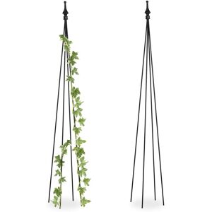 Relaxdays Garden Obelisks, Set of 2, 120 x 16 x 16 cm, Pyramid, Climbing Plants Support, Metal, Free-Standing, Black Relaxdays Garden Obelisks, Set of 2, 120 x 16 x 16 cm, Pyramid, Climbing Plants Support, Metal, Free-Standing, Black
