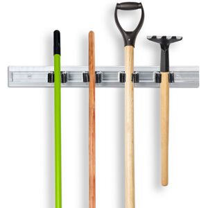 Relaxdays - 10x Garden Tool Holder, Wall-mounted Mop & Broom Holder, Organisation Bracket, Aluminium, Silver Relaxdays - 10x Garden Tool Holder, Wall-mounted Mop & Broom Holder, Organisation Bracket, Aluminium, Silver