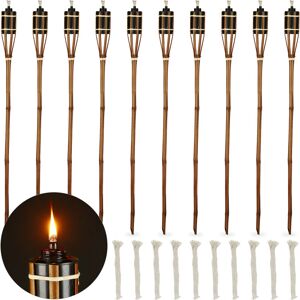 Relaxdays - garden torches, pack of 10, bamboo oil lanterns, outdoor lights, with replacement wicks, 90 cm high, brown Relaxdays - garden torches, pack of 10, bamboo oil lanterns, outdoor lights, with replacement wicks, 90 cm high, brown
